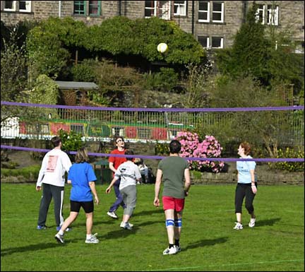a volleyball match was arranged on Calder Holmes